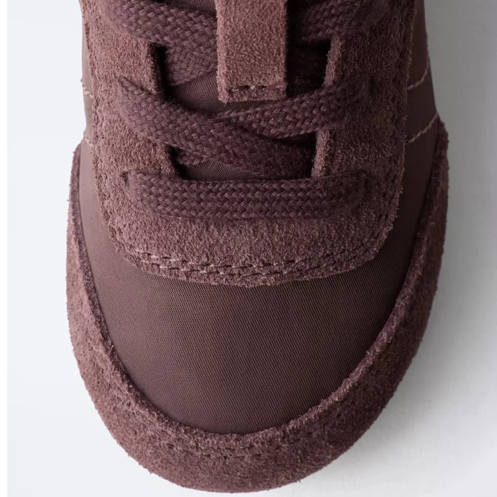 Zara COLBO Kids Sneakers in Burgundy Chocolate Brown - Picture 2 of 7